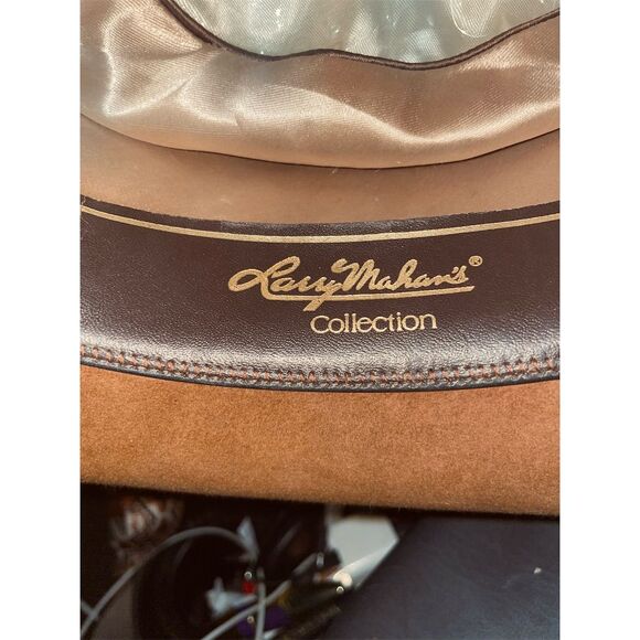 Vintage 1970s Larry Mahan Fur Felt Cowboy Hat Tan Wide Brim Classic Style - Picture 4 of 5